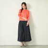 元町ゼラール しなやかチノ素材 タックアクセント スカート風パンツ