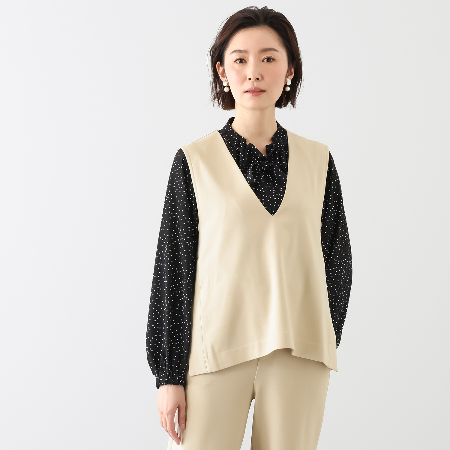 リサリサ プラミカル ２ウェイストレッチツイル サイドベンツアクセント ジレ