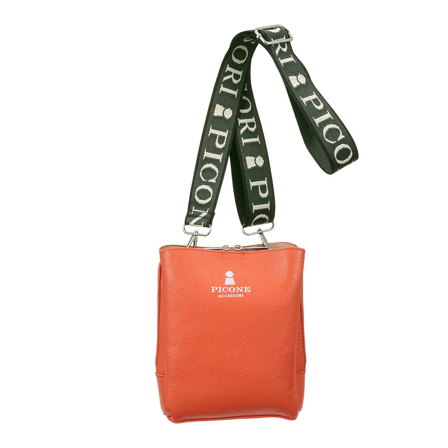 ピッコーネ アッチェッソーリ バンダナハンカチ付 牛革３層ショルダーバッグ