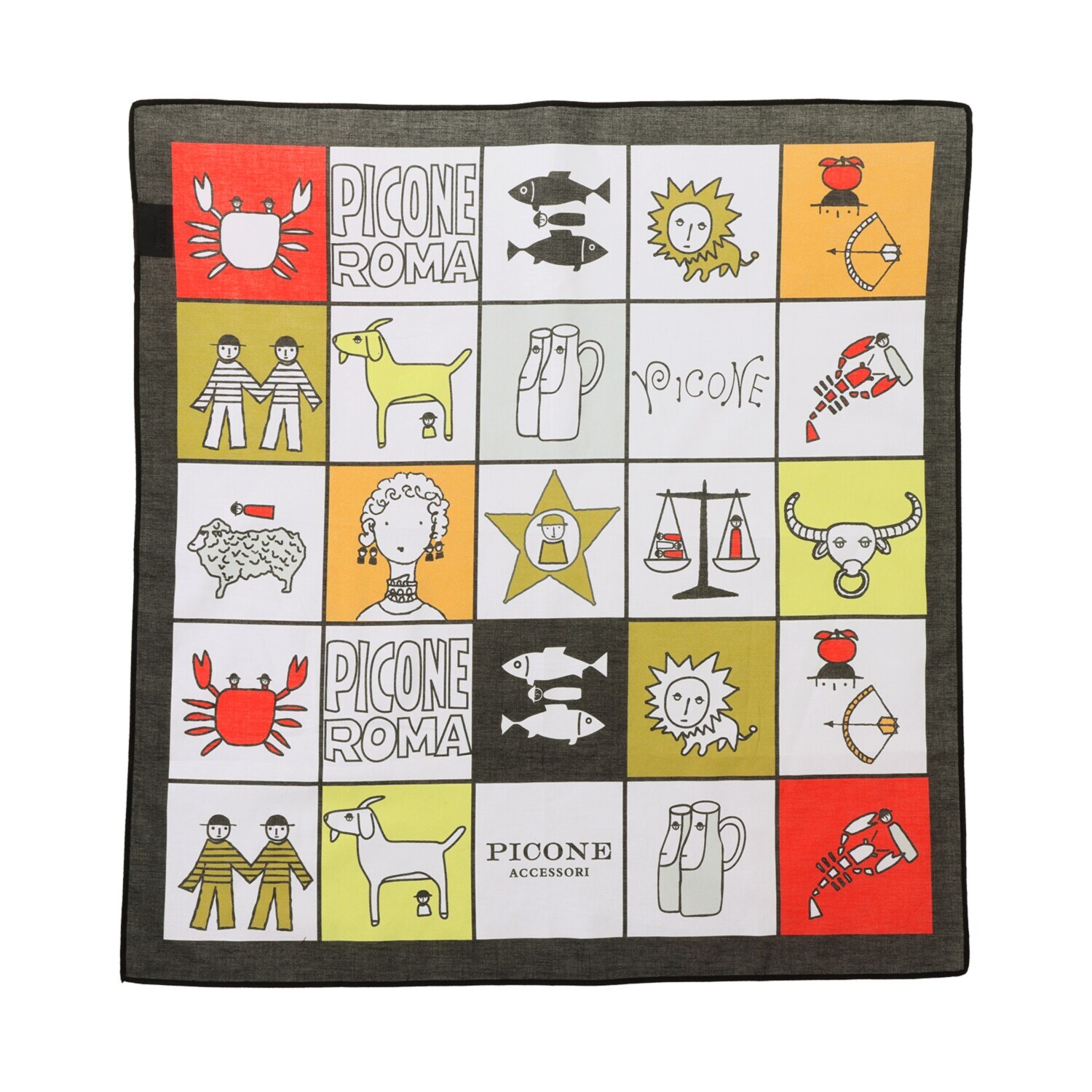 ピッコーネ アッチェッソーリ バンダナハンカチ付 牛革３層ショルダーバッグ