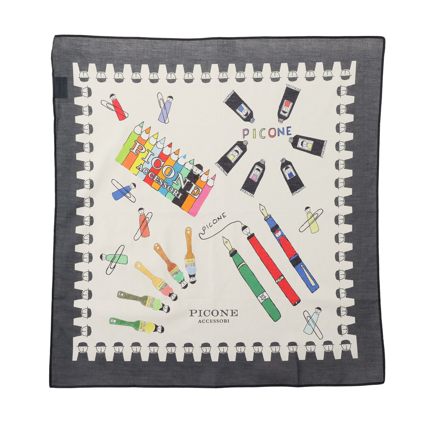 ピッコーネ アッチェッソーリ バンダナハンカチ付 牛革３層ショルダーバッグ