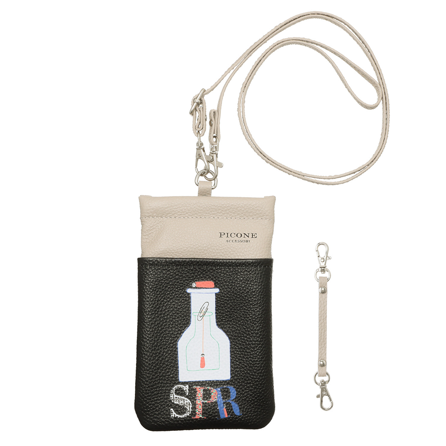 ピッコーネ アッチェッソーリ 牛革メガネケース兼 ショルダーバッグ