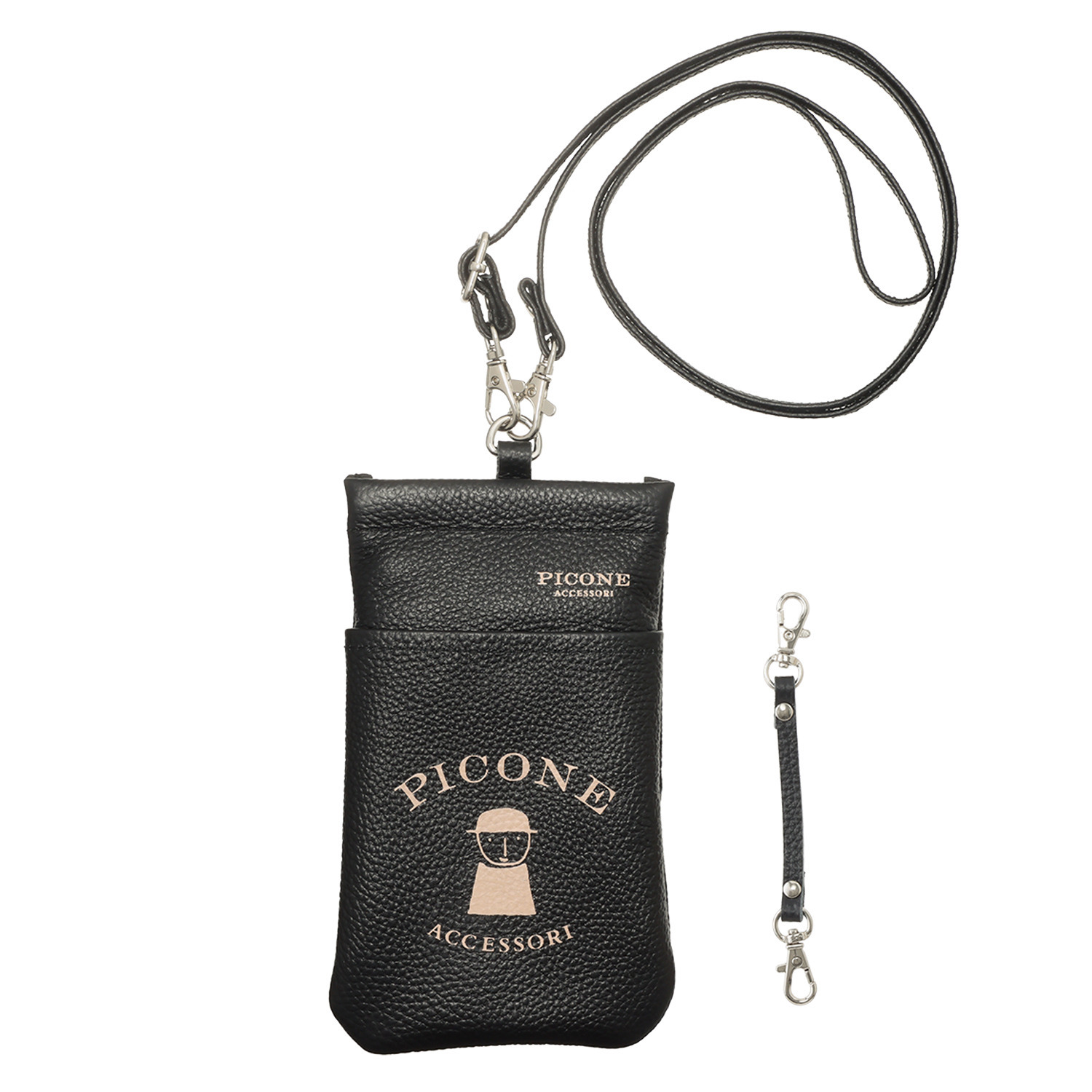 ピッコーネ アッチェッソーリ 牛革メガネケース兼 ショルダーバッグ