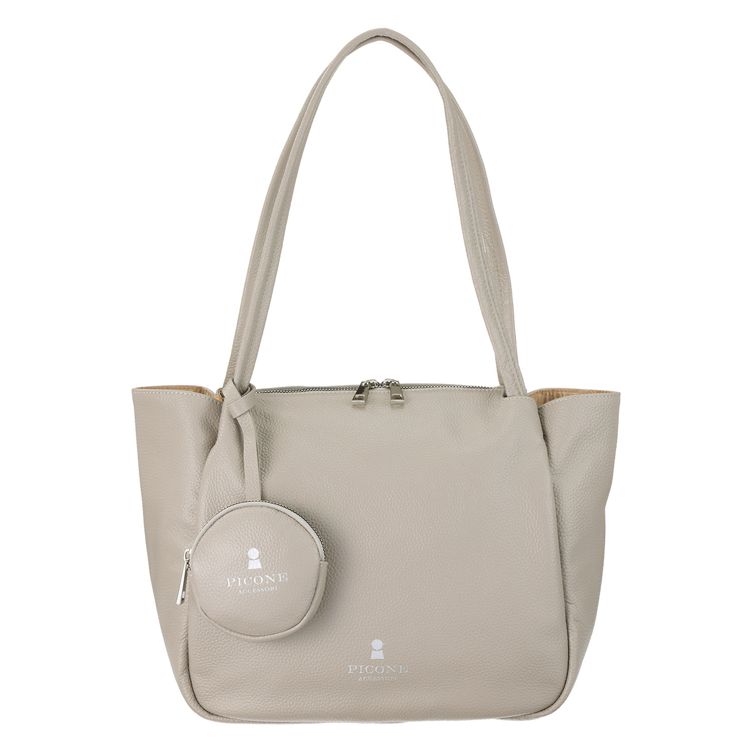 ピッコーネ アッチェッソーリ 軽量・牛革 ポーチ付 トートバッグ