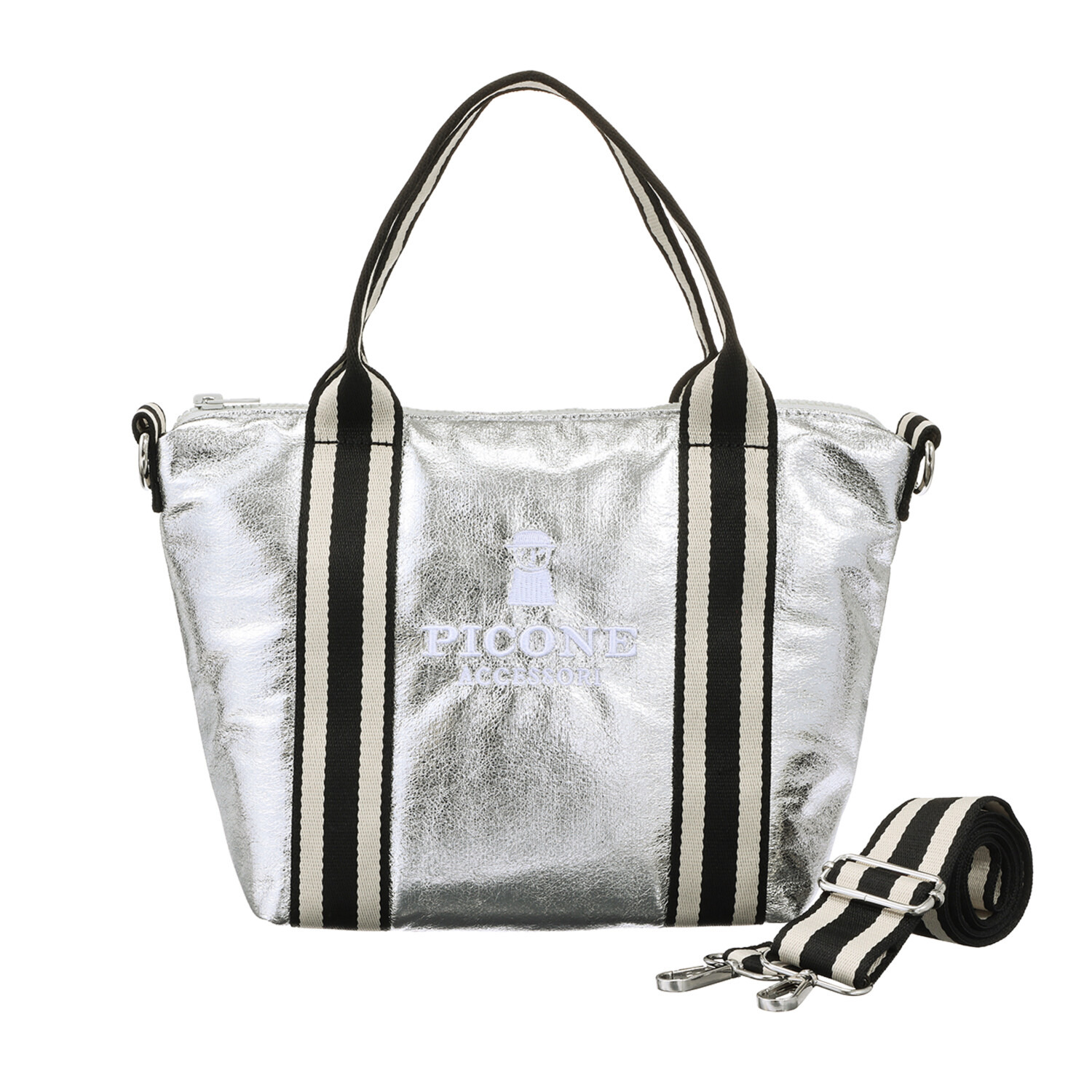 ピッコーネ アッチェッソーリ シャイニー素材 ２ウェイ ミニボストンバッグ