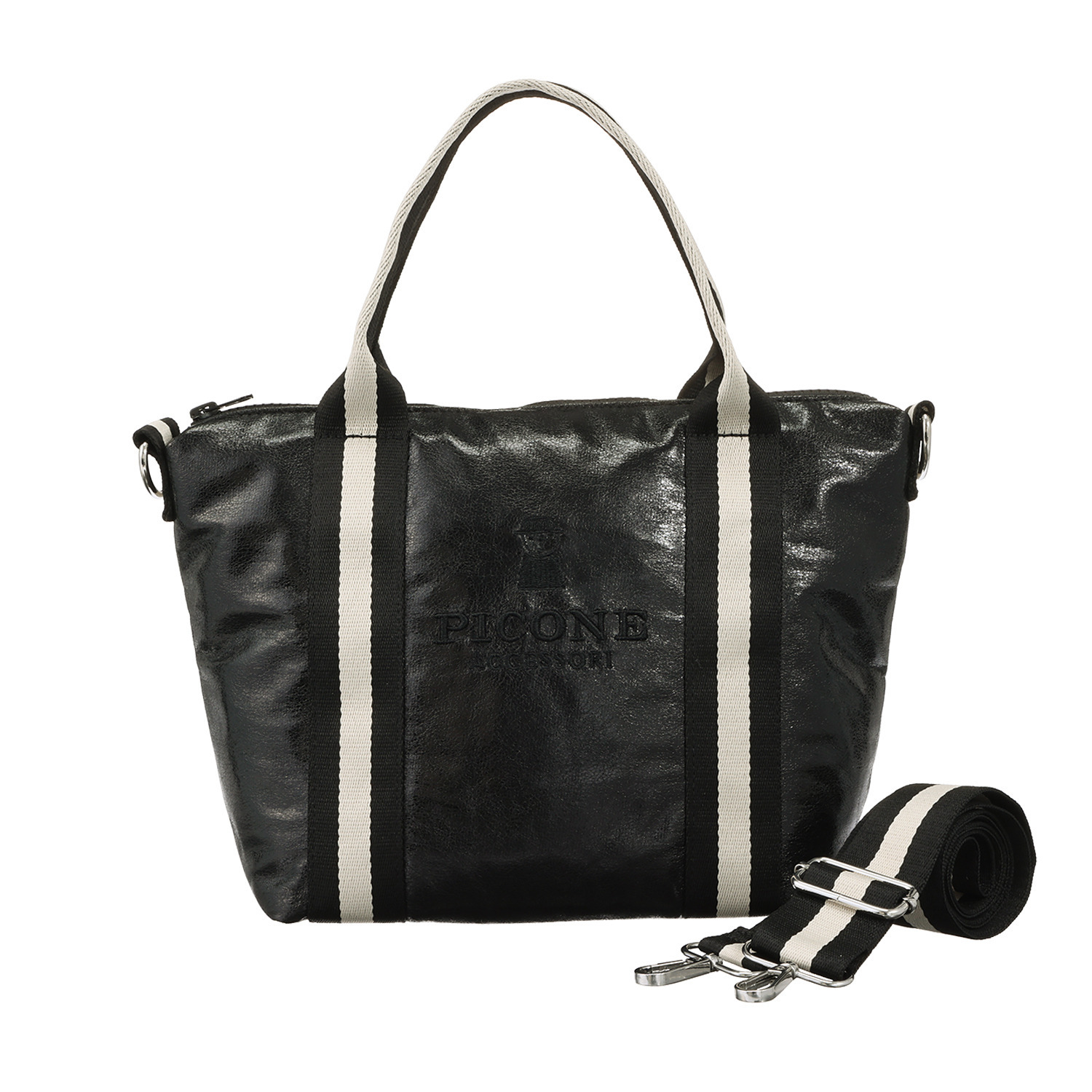 ピッコーネ アッチェッソーリ シャイニー素材 ２ウェイ ミニボストンバッグ