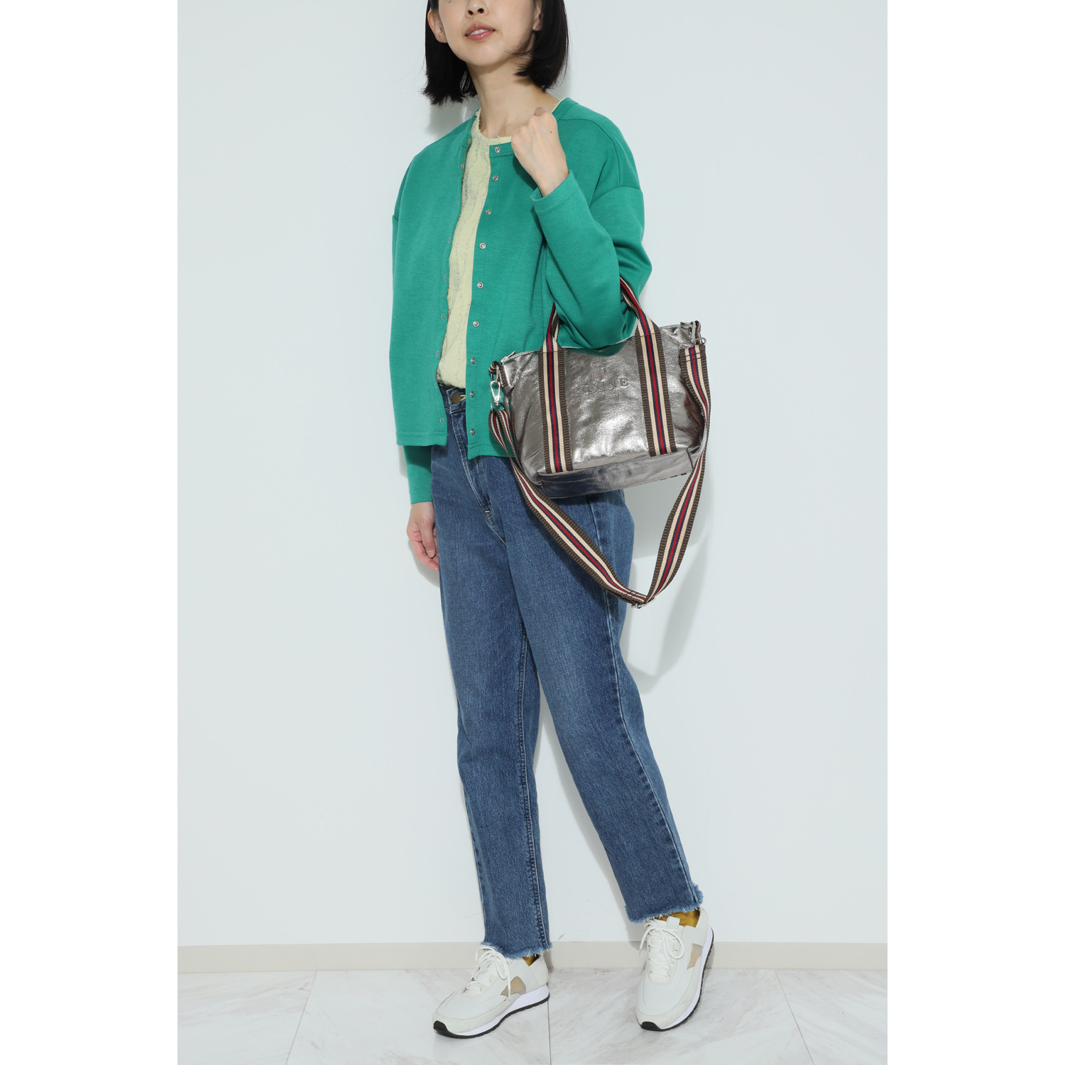 ピッコーネ アッチェッソーリ シャイニー素材 ２ウェイ ミニボストンバッグ