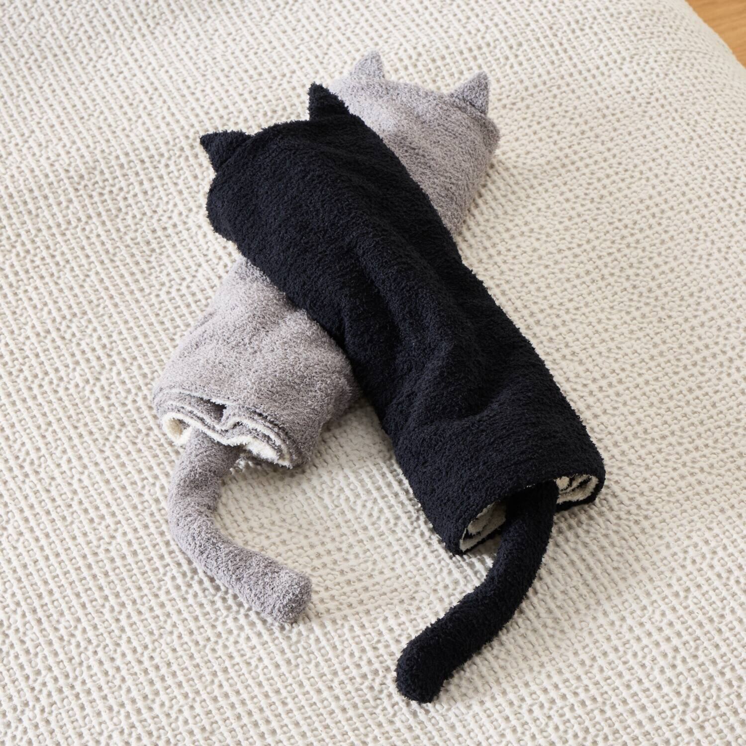 福助 ふわふわとろんな肌触り 猫耳としっぽに癒される！ にゃらまきブランケット