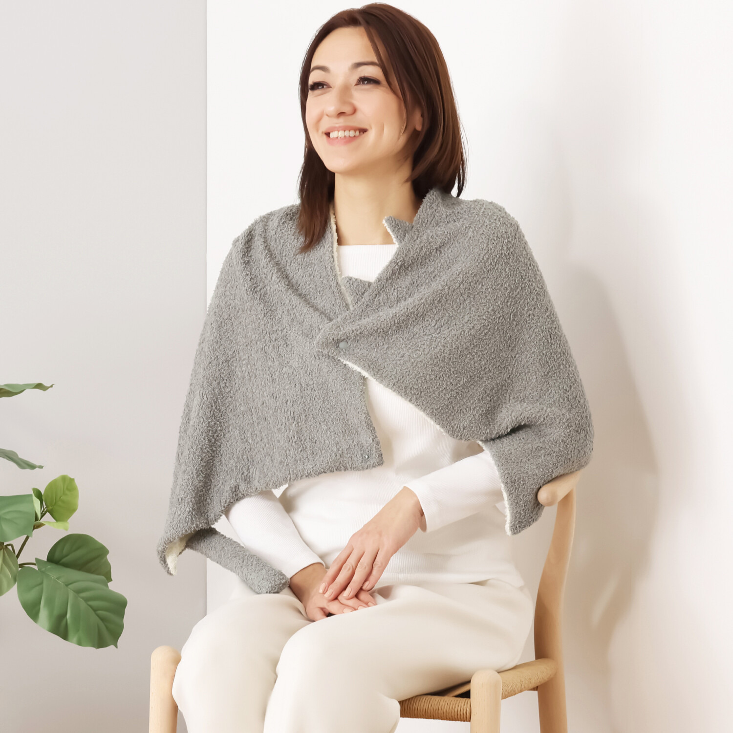 福助 ふわふわとろんな肌触り 猫耳としっぽに癒される！ にゃらまきブランケット