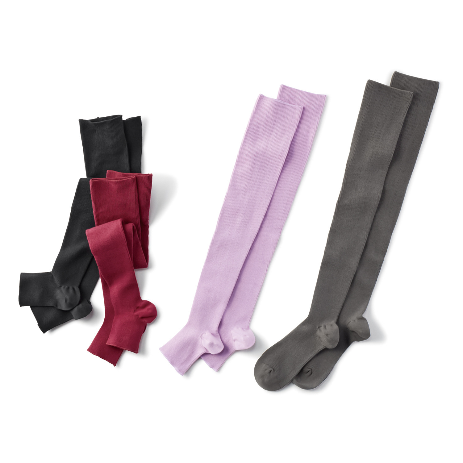リオッサ 足首キュッ！ ひざ裏ゆったりの快適着圧 寝るときソックスＶ カラー４足セット
