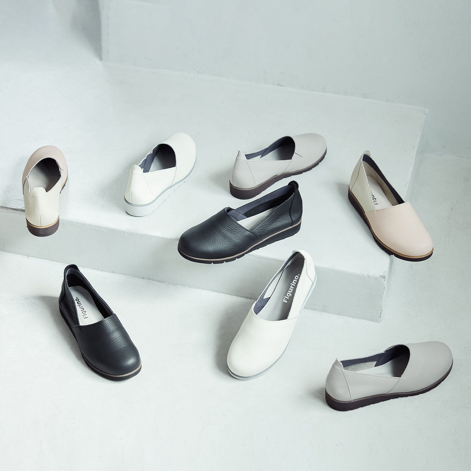 フィグリーノ 日本製　はっ水牛革 柔らか仕立て　超軽量 ラウンドトゥ　リラックス ウエッジソールシューズ