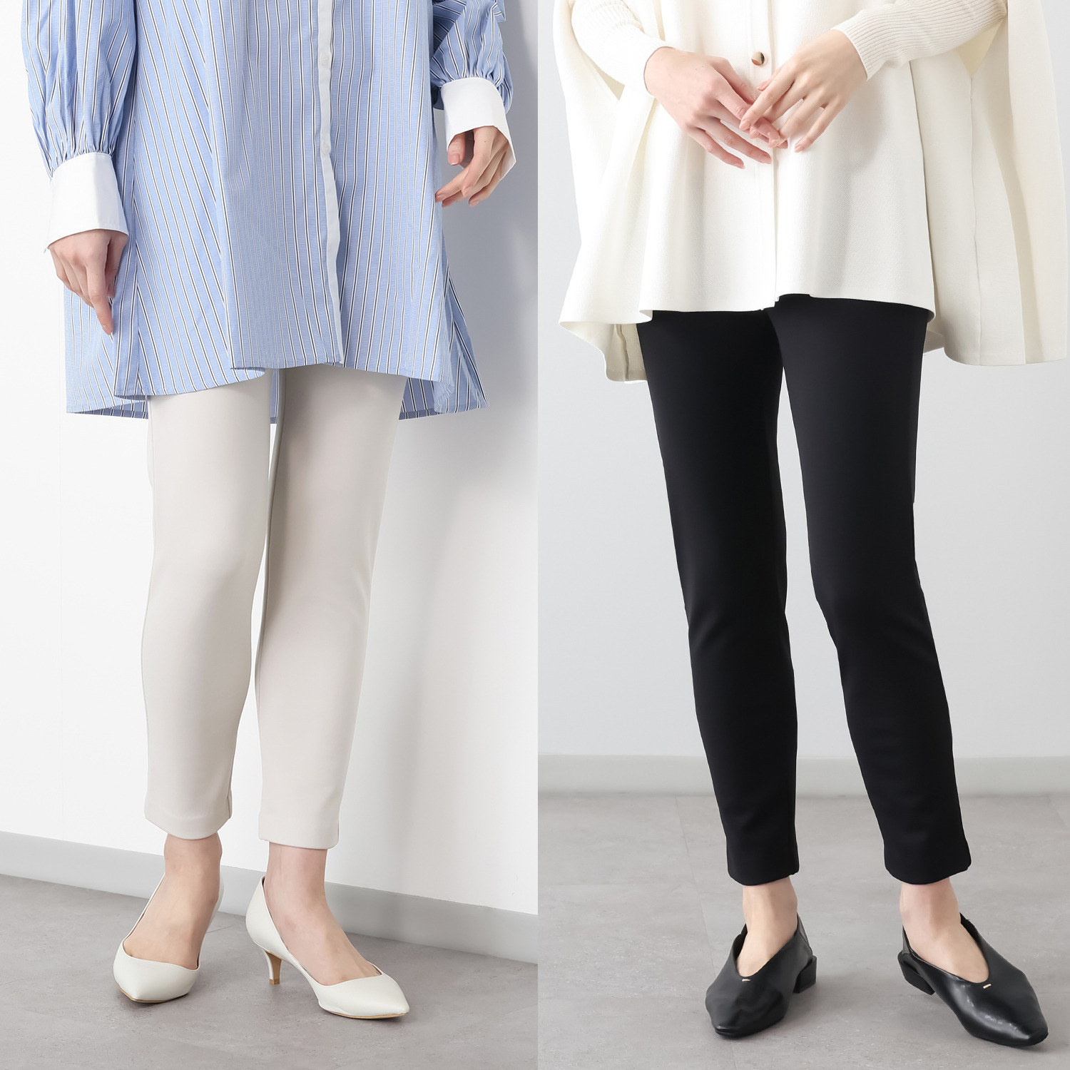 ピーツー ブラックと お好きなカラーが選べる！ キュプラ裏起毛 スリムパンツ２本セット ＜股下６４ｃｍ＞