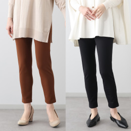 ピーツー ブラックと お好きなカラーが選べる！ キュプラ裏起毛 スリムパンツ２本セット ＜股下６４ｃｍ＞