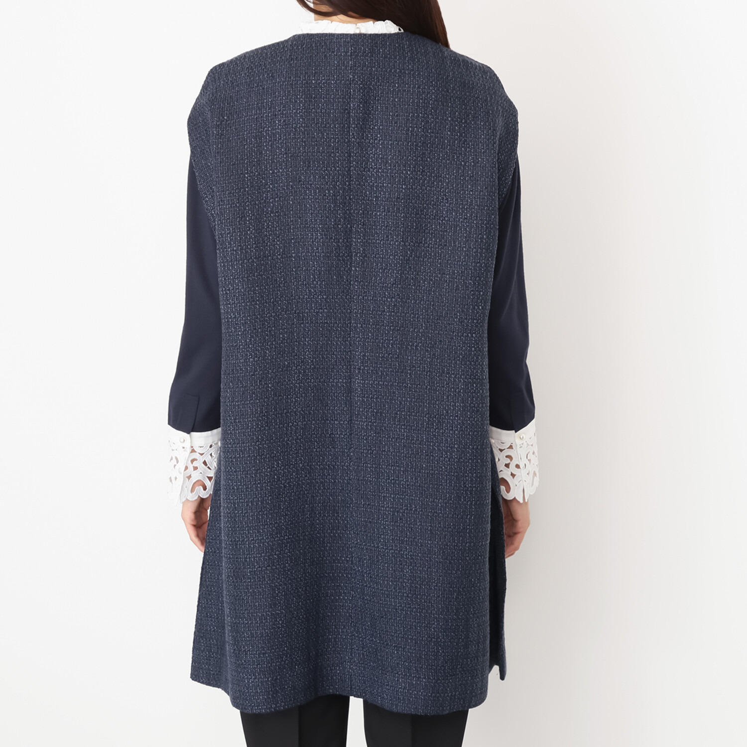 アペーナ 進化版 コクーンシルエット ツイードロングジレ