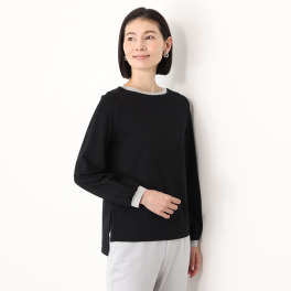 バーチ　ドゥエ コットンブレンドポンチ 配色アクセント 袖ボリュームプルオーバー