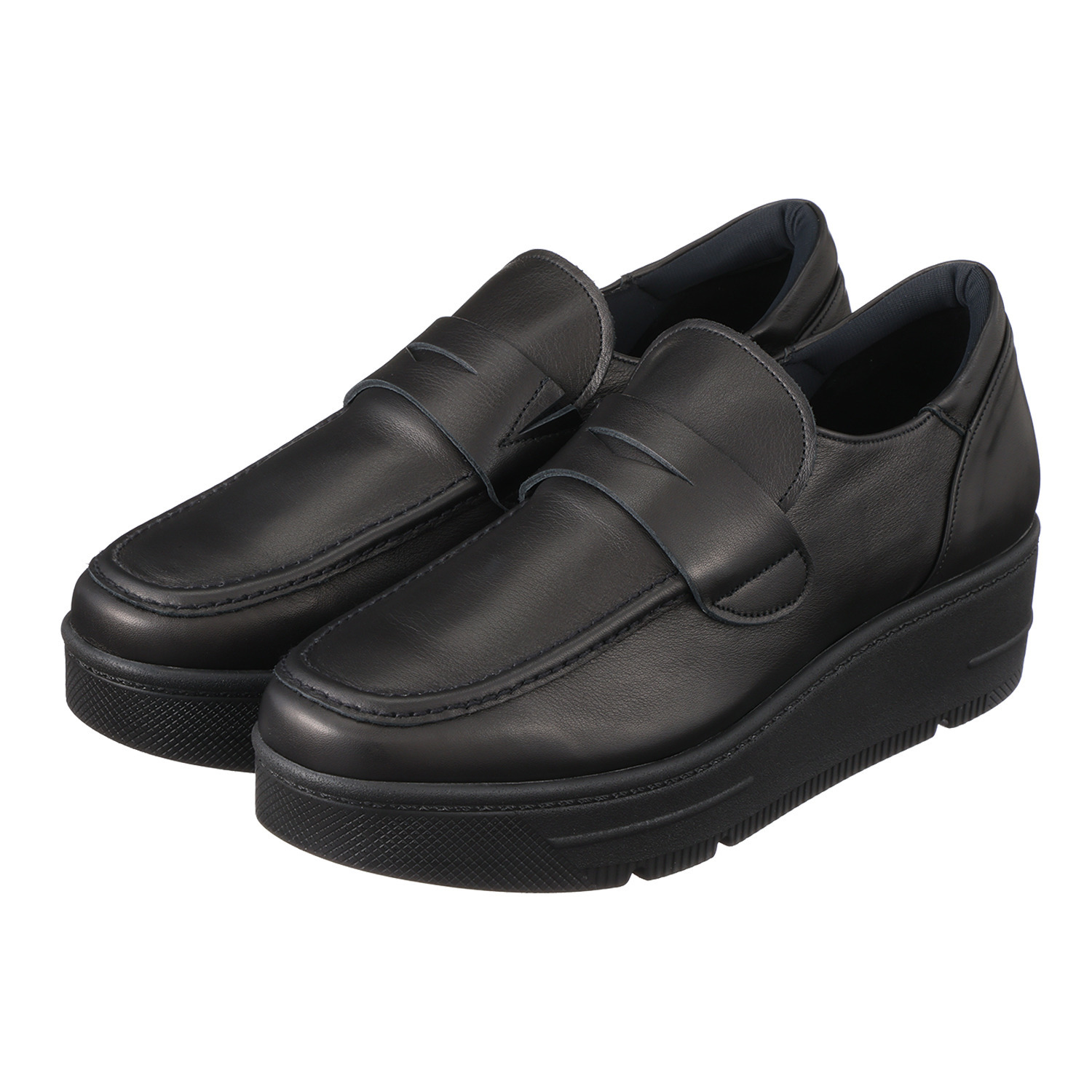 マイレ 日本製 はっ水 カーフ 厚底ローファー