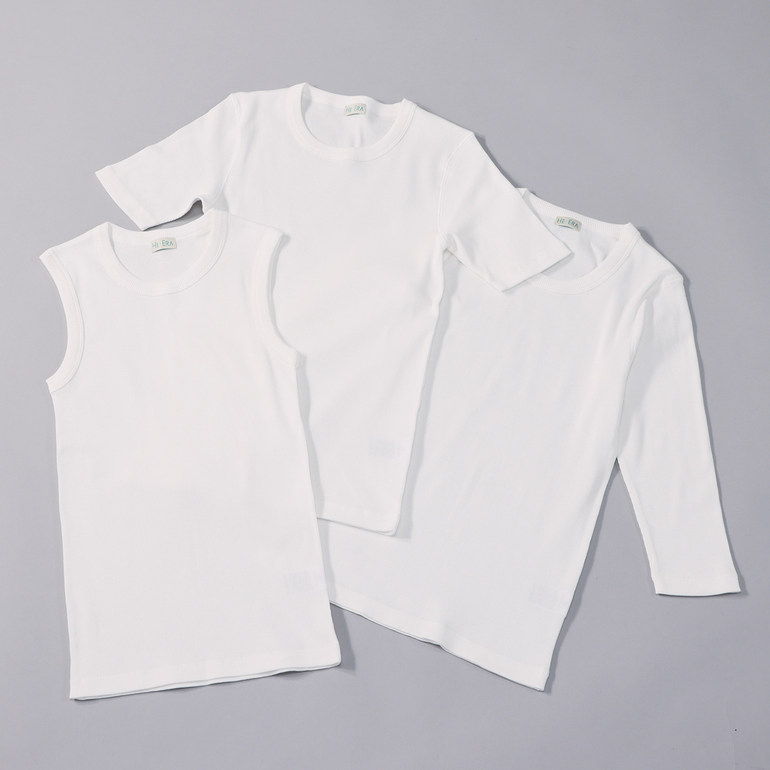 ヘ・エラ 抗菌防臭 綿１００％リブインナー ３枚セット ＜タンク・半袖・八分袖 　各１枚入り＞