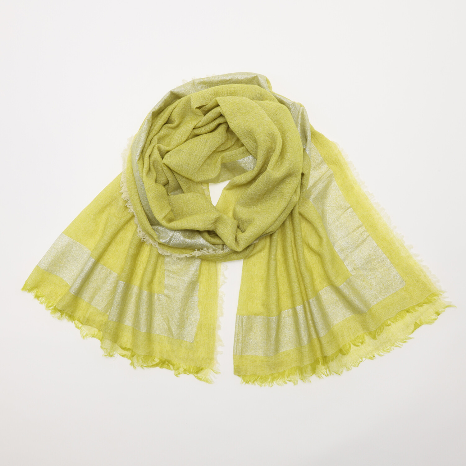 ティエドゥール 内モンゴル産 梳毛カシミヤ× コットンラミー 箔プリントストール