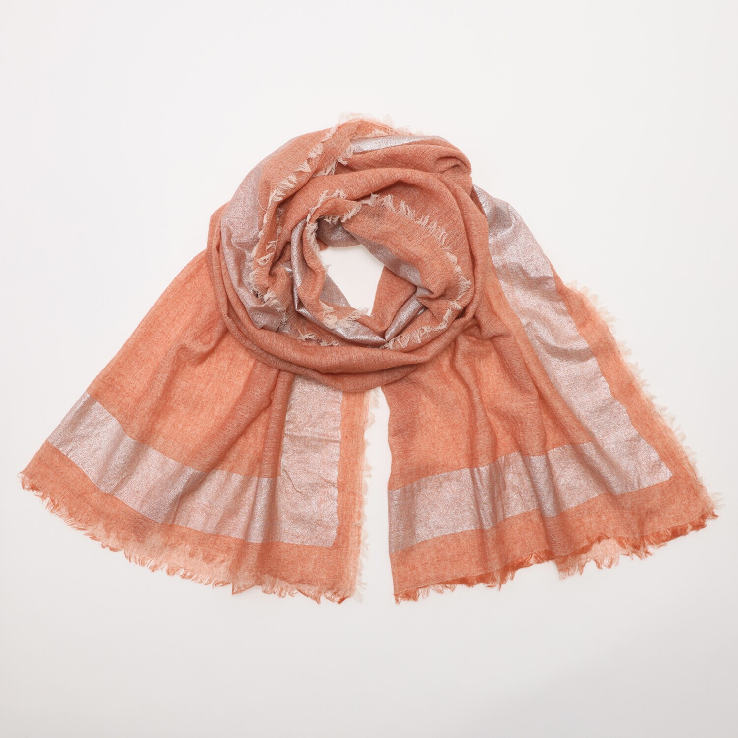 ティエドゥール 内モンゴル産 梳毛カシミヤ× コットンラミー 箔プリントストール