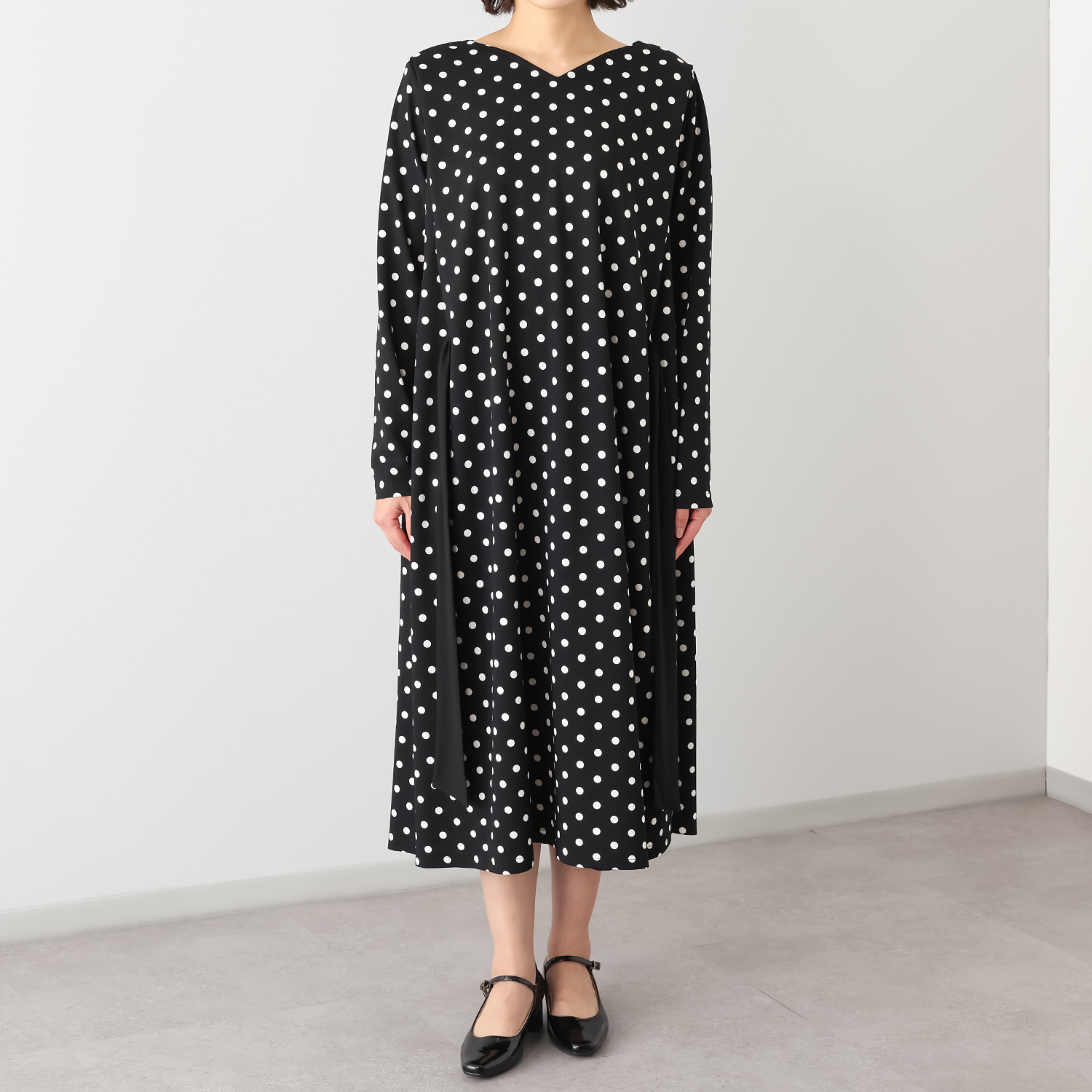 パルムミミ カットジョーゼット タックドレープ 前後２ウェイワンピース