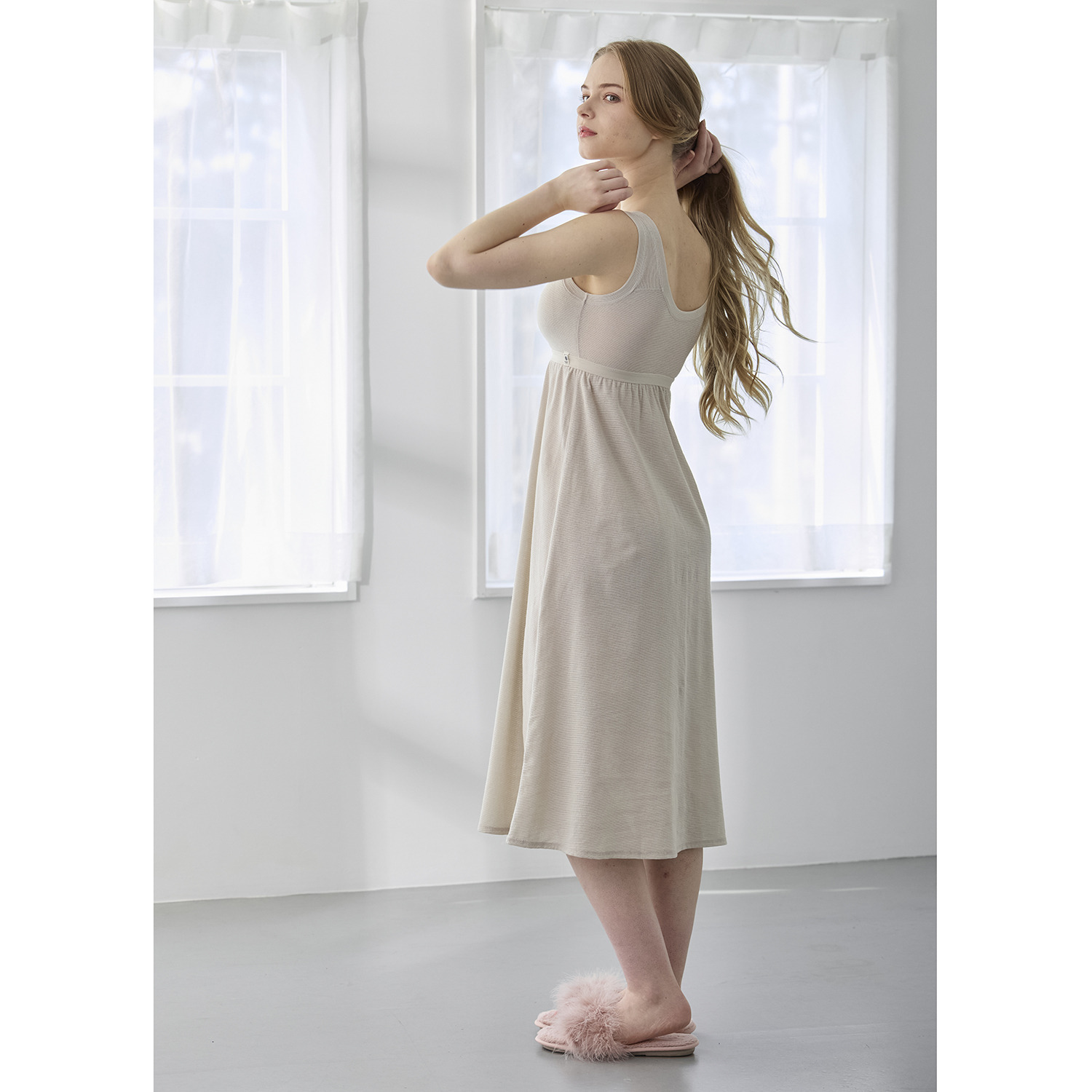 丸福ガーゼ 吸水速乾・抗菌防臭 オーガニックコットン混 カップ付ワンピース