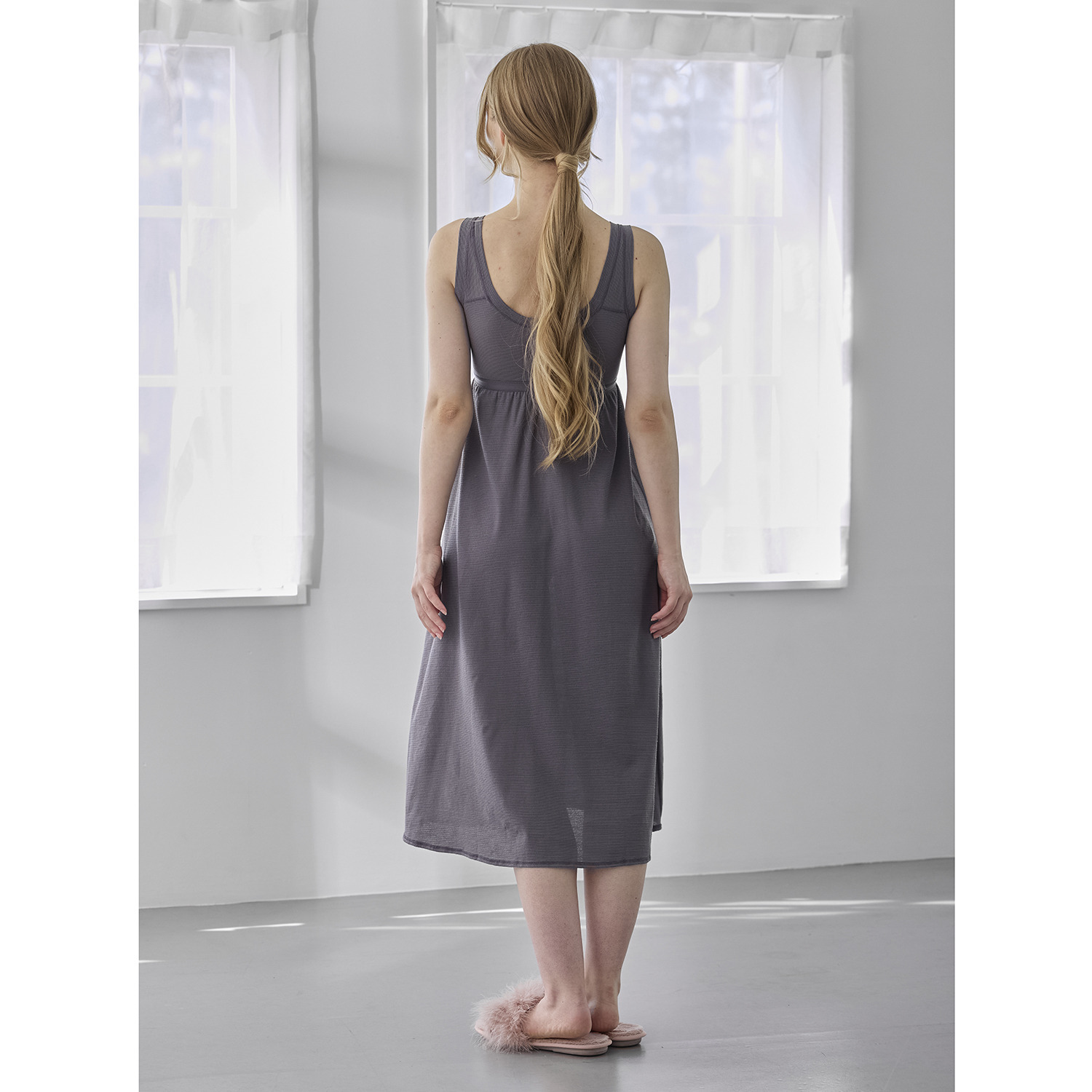 丸福ガーゼ 吸水速乾・抗菌防臭 オーガニックコットン混 カップ付ワンピース