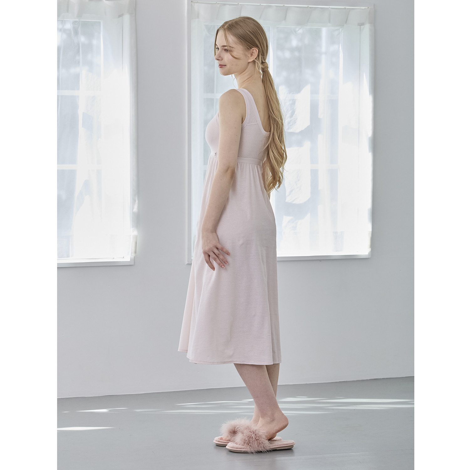 丸福ガーゼ 吸水速乾・抗菌防臭 オーガニックコットン混 カップ付ワンピース