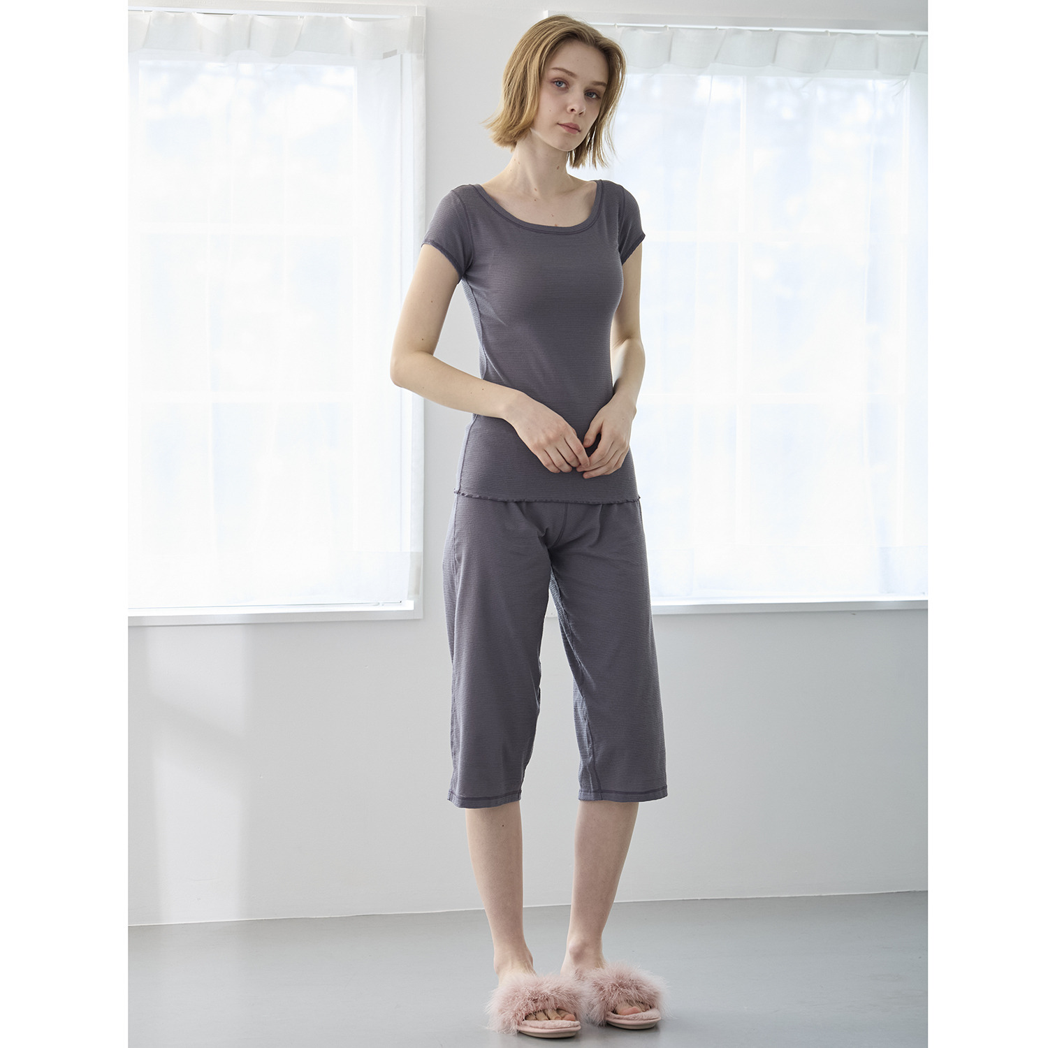 丸福ガーゼ 吸水速乾・抗菌防臭 オーガニックコットン混 フレンチスリーブインナー