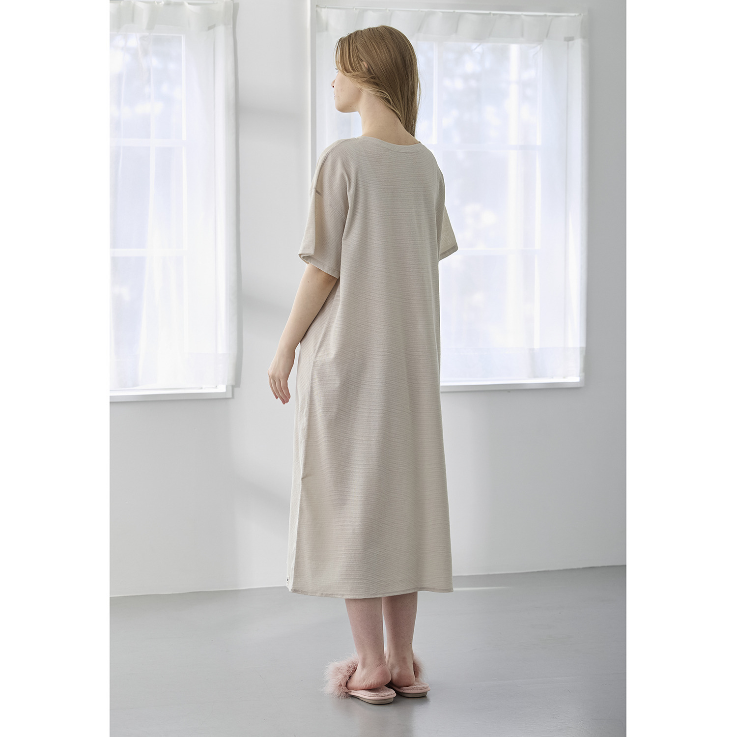 丸福ガーゼ 吸水速乾・抗菌防臭 オーガニックコットン混 半袖ワンピース