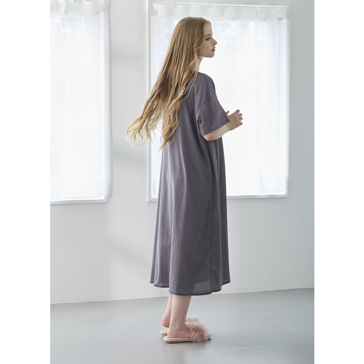 丸福ガーゼ 吸水速乾・抗菌防臭 オーガニックコットン混 半袖ワンピース