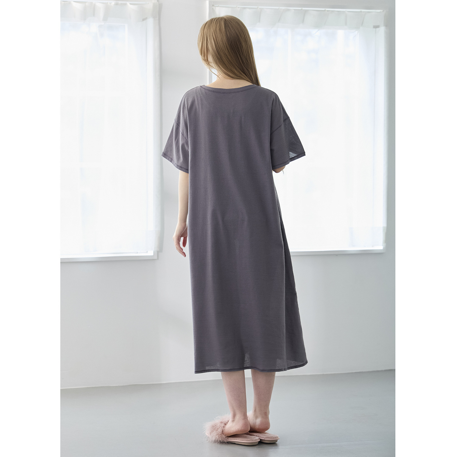 丸福ガーゼ 吸水速乾・抗菌防臭 オーガニックコットン混 半袖ワンピース