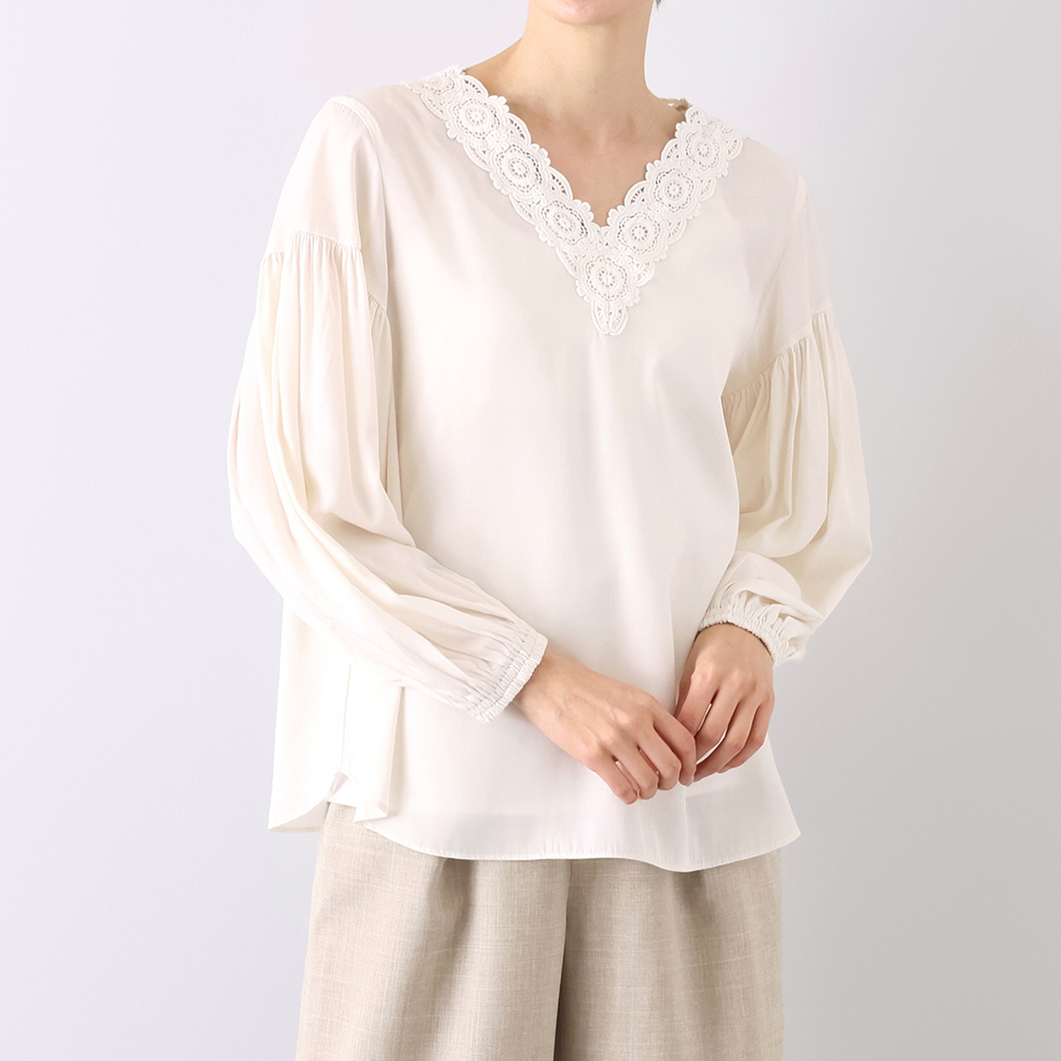 ボン・サンス レースアクセント リラクシーブラウス