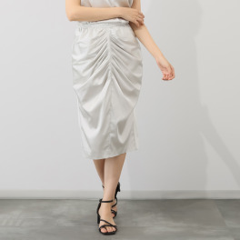 プリモヴァローレ ストレッチサテン ドレープデザイン スカート
