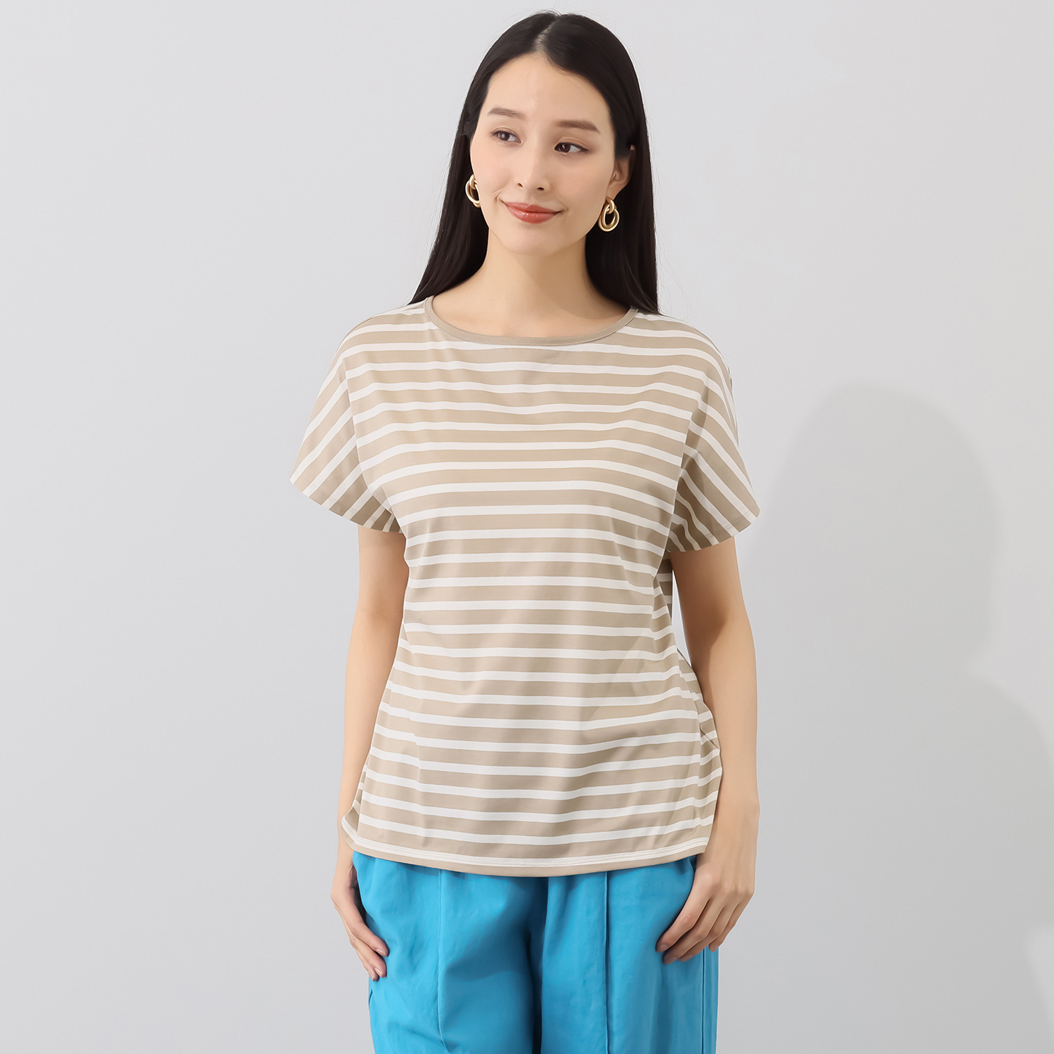 エイガールズ 接触冷感　ギザ綿１００％ ハイゲージ天竺 フレンチスリーブトップス