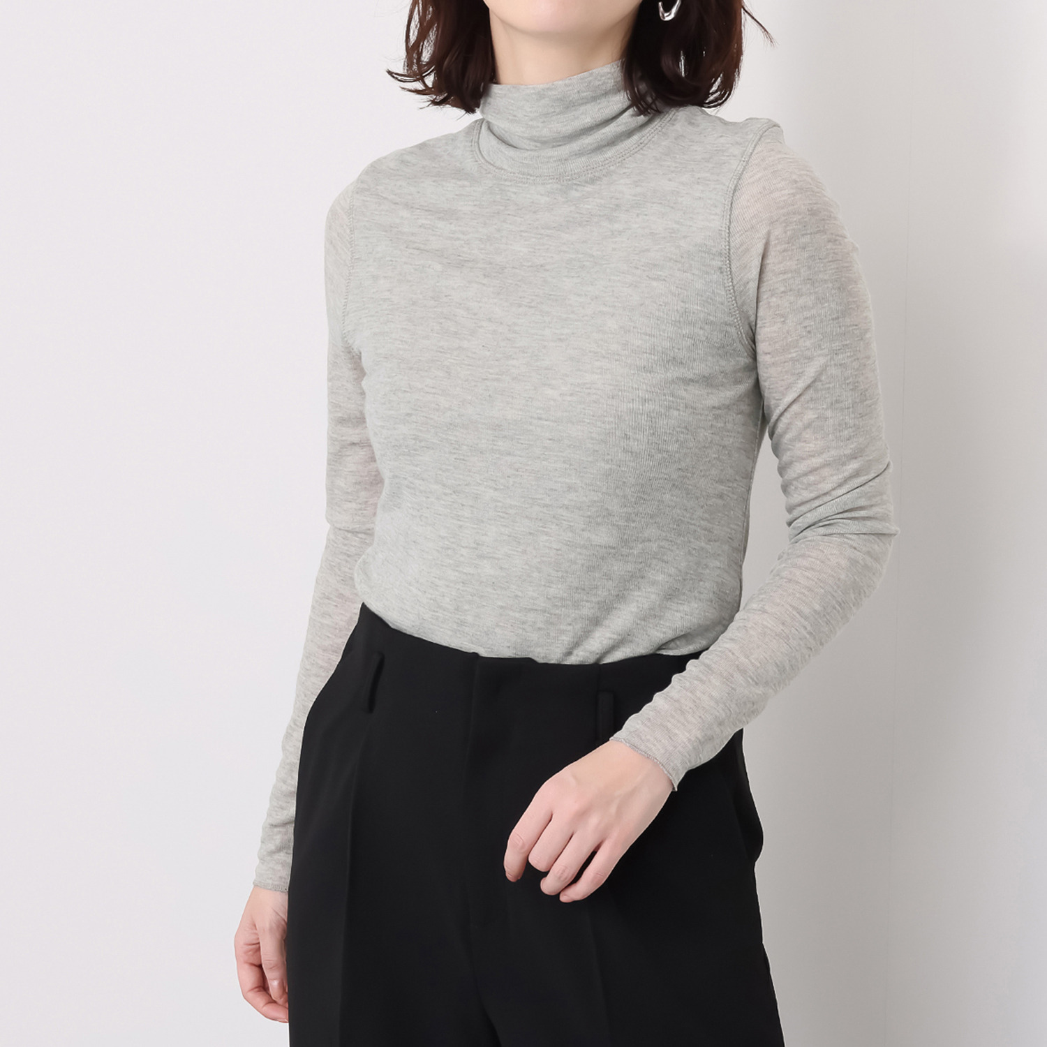 元町ゼラール なめらかで心地良い レーヨン混ソフト天竺 ハイネックプルオーバー
