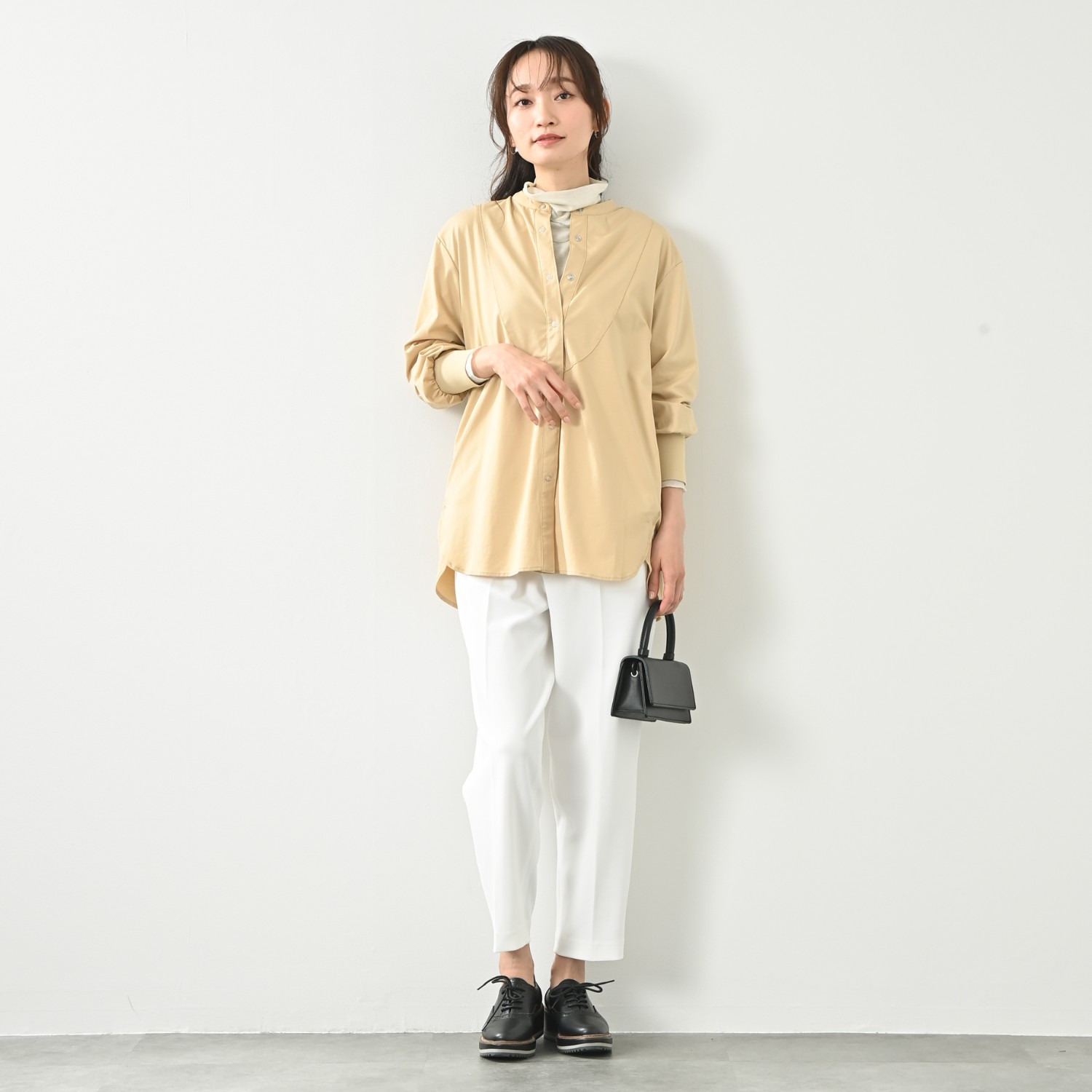 元町ゼラール なめらかで心地良い レーヨン混ソフト天竺 ハイネックプルオーバー