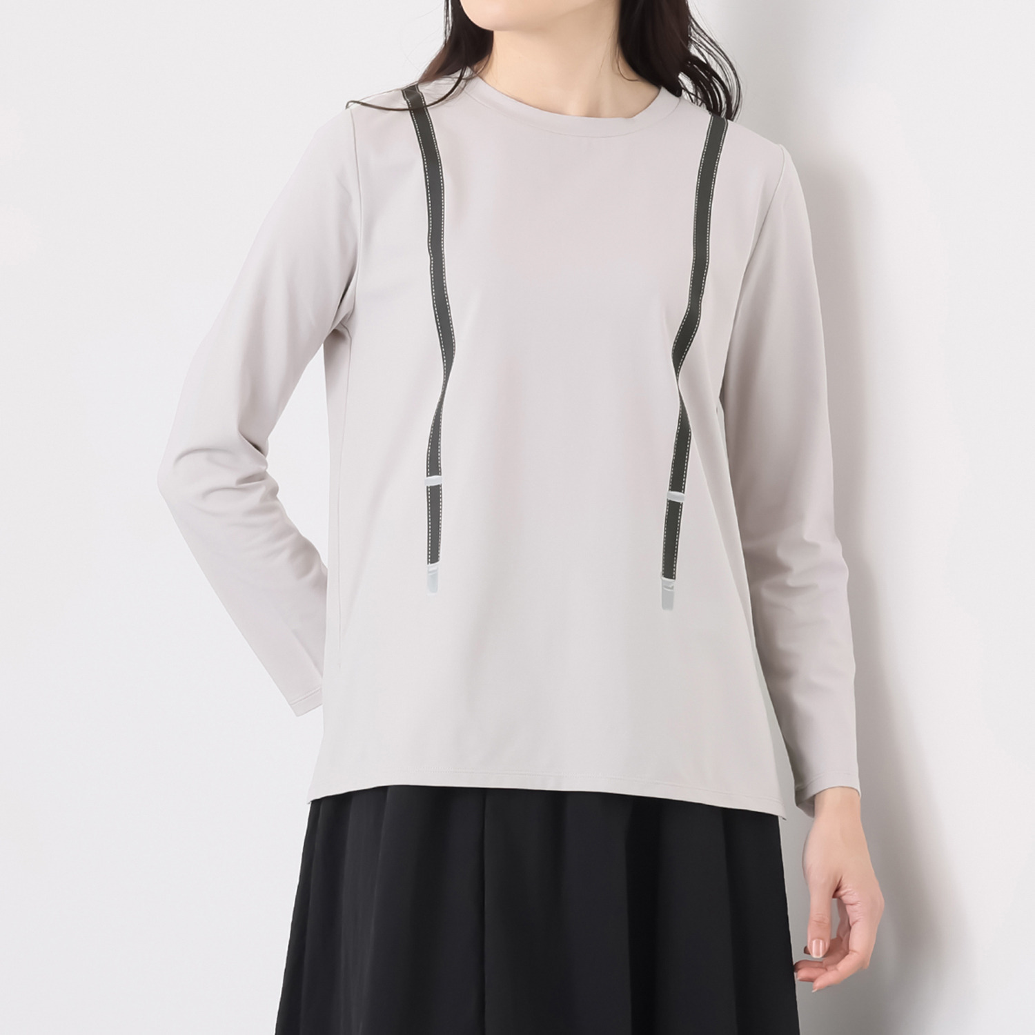 マイジュジュ ストレッチ天竺 サスペンダープリント プルオーバー