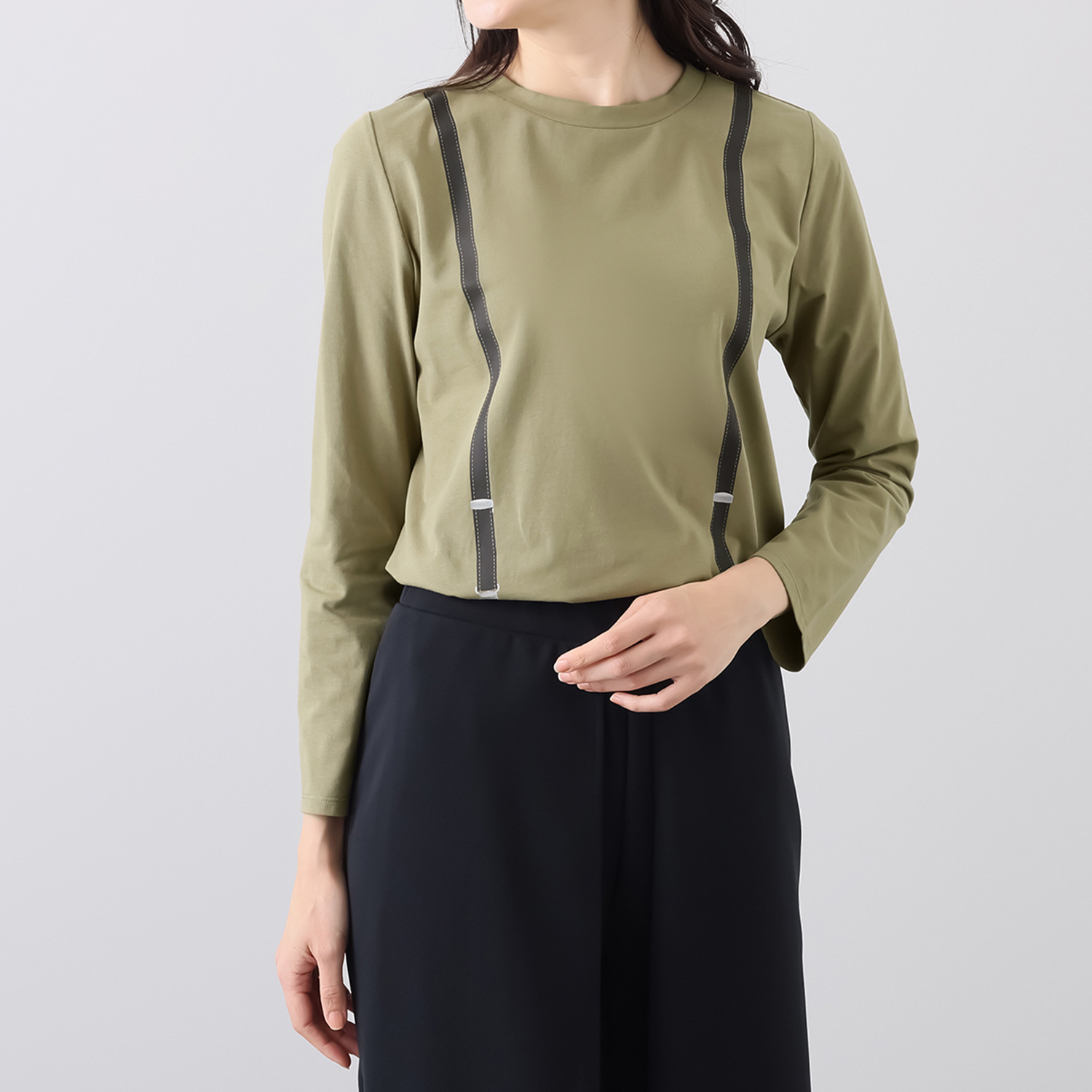 マイジュジュ ストレッチ天竺 サスペンダープリント プルオーバー