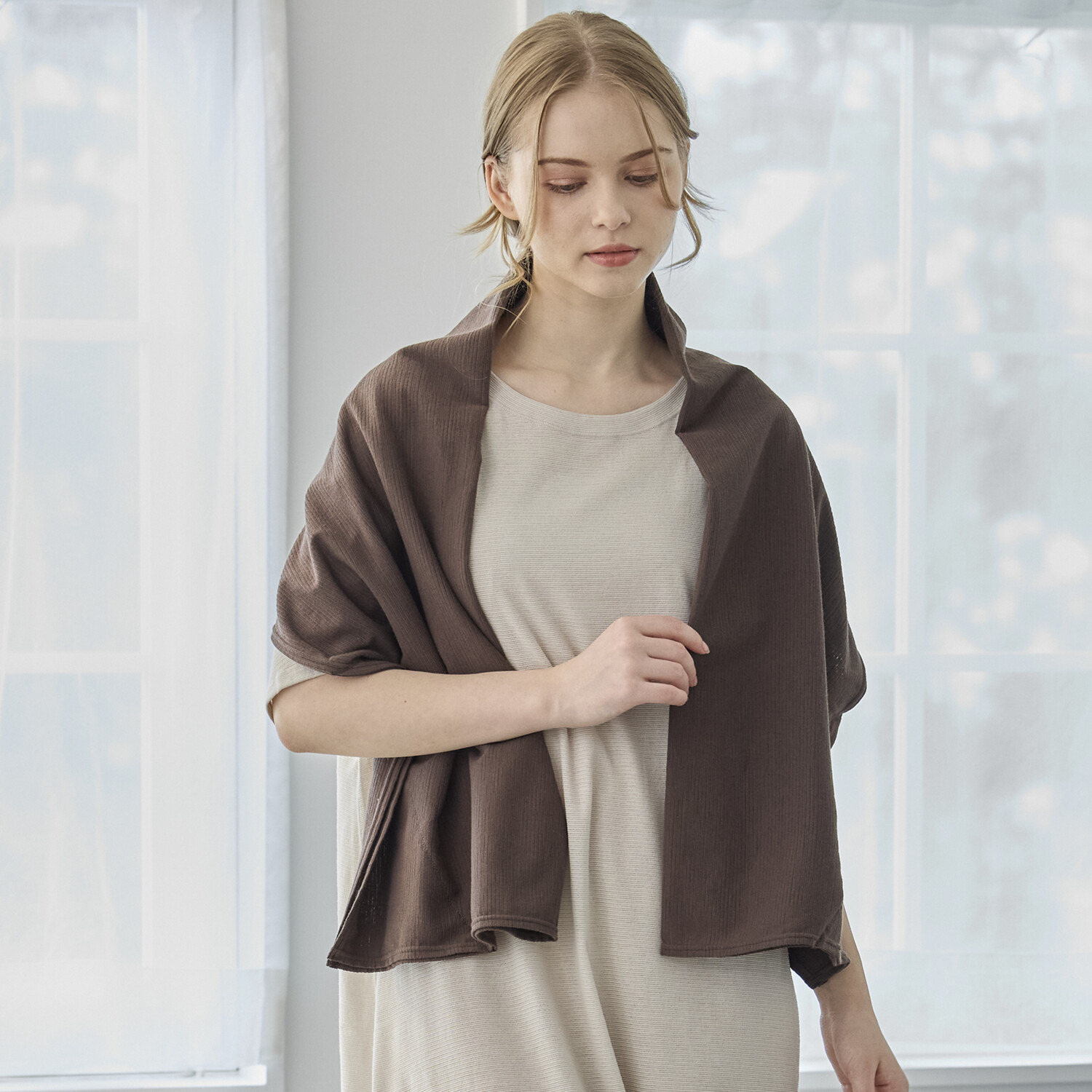 丸福ガーゼ 吸水速乾・抗菌防臭 オーガニックコットン混 ストールボレロ