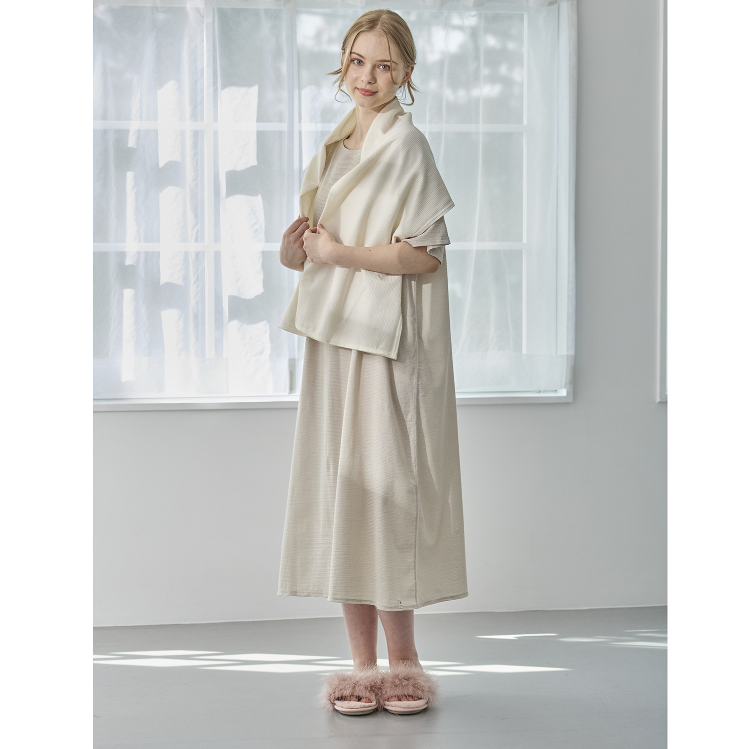 丸福ガーゼ 吸水速乾・抗菌防臭 オーガニックコットン混 ストールボレロ