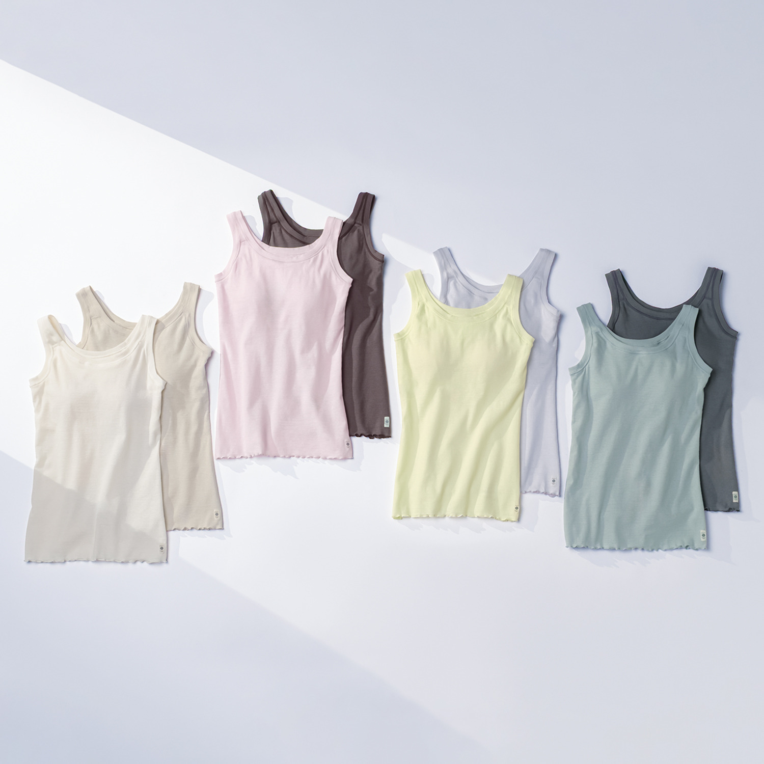 丸福ガーゼ 吸水速乾・抗菌防臭 オーガニックコットン混 カップ付タンクトップ ２枚セット