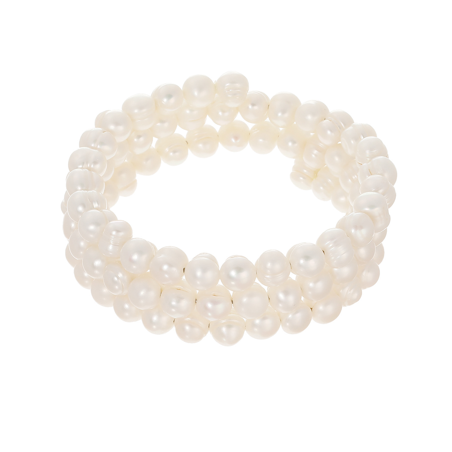 淡水パール ３連 フレキシブル ボリュームバングル