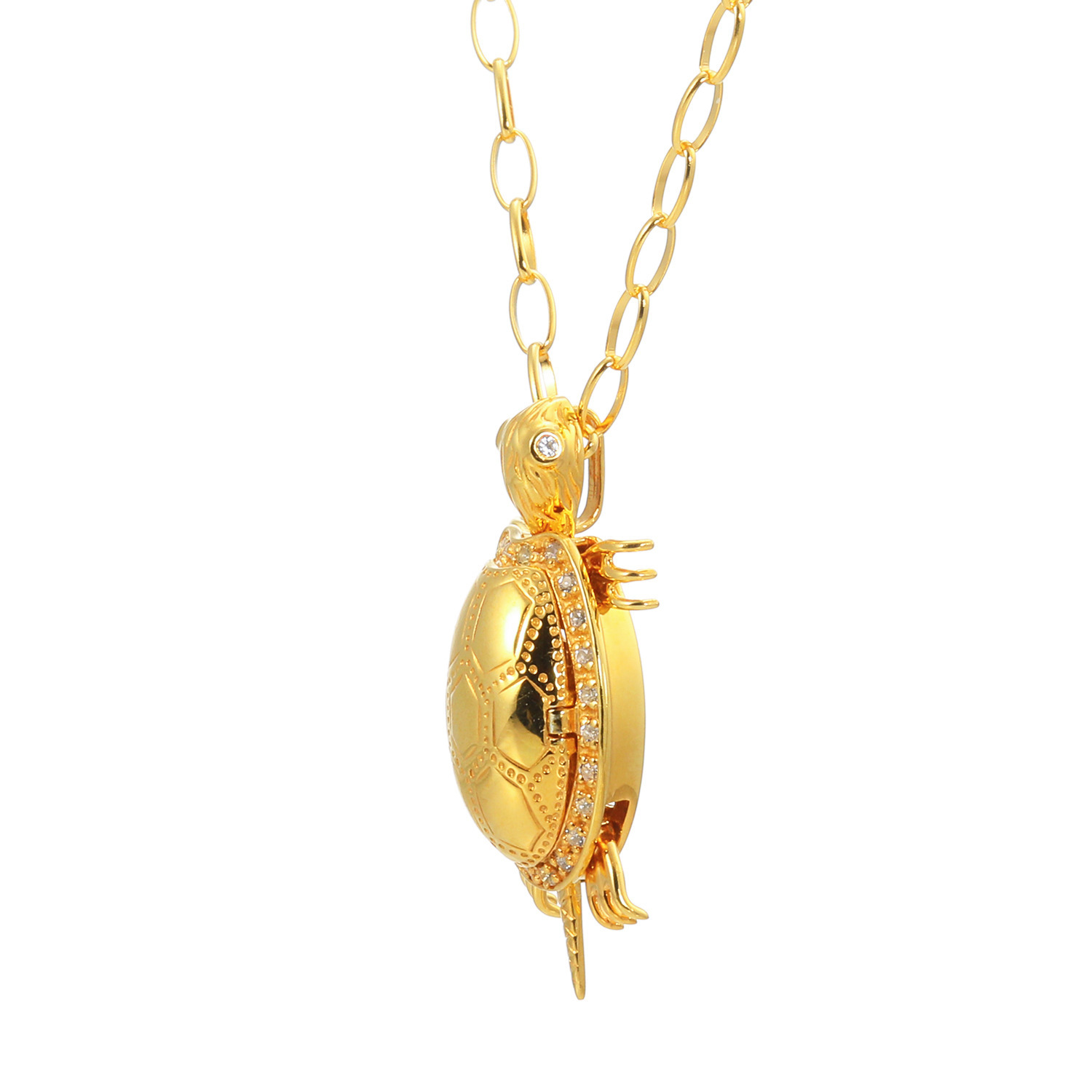 フルーフ シルバー ホワイトサファイア 亀モティーフペンダント