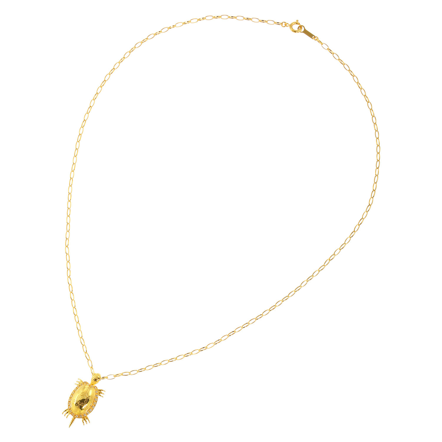 フルーフ シルバー ホワイトサファイア 亀モティーフペンダント