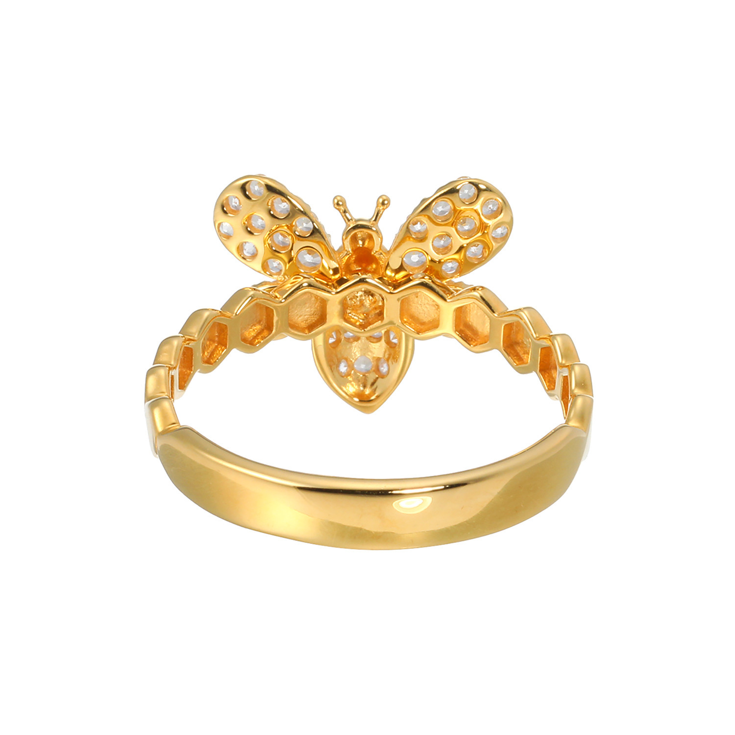 フルーフ シルバー ホワイトサファイア ハニカムデザイン リング