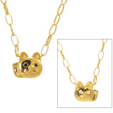 フルーフ シルバー ブラックダイヤモンド＆ ホワイトサファイア 招き猫モティーフ リバーシブルネックレス