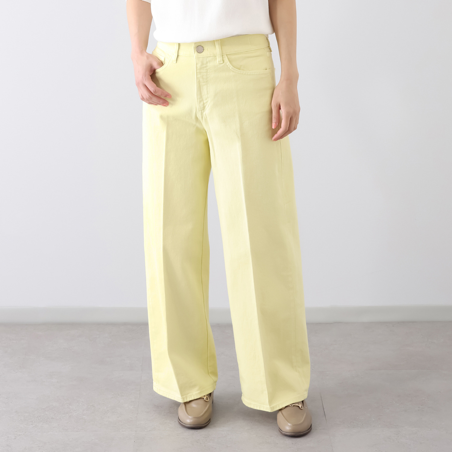 ピーティー　トリノ 製品染 センタープレス セミワイドパンツ