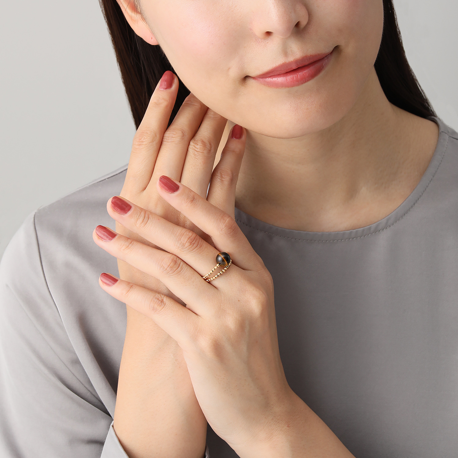 オーサムジェムズ １８Ｋ タイガーアイ フレキシブルリング