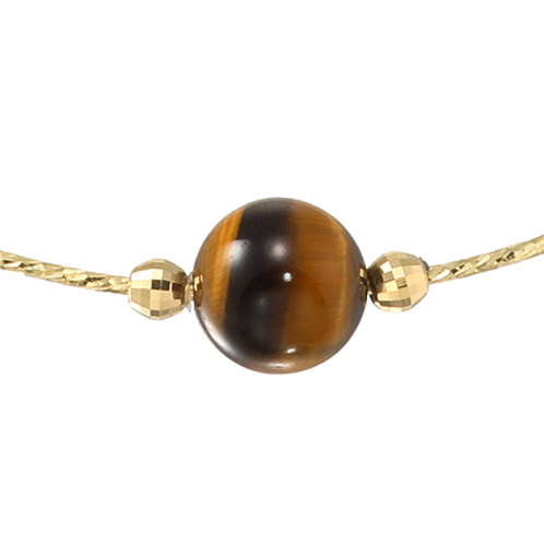 オーサムジェムズ １８Ｋ タイガーアイ ミラーカットチェーン フレキシブルブレスレット