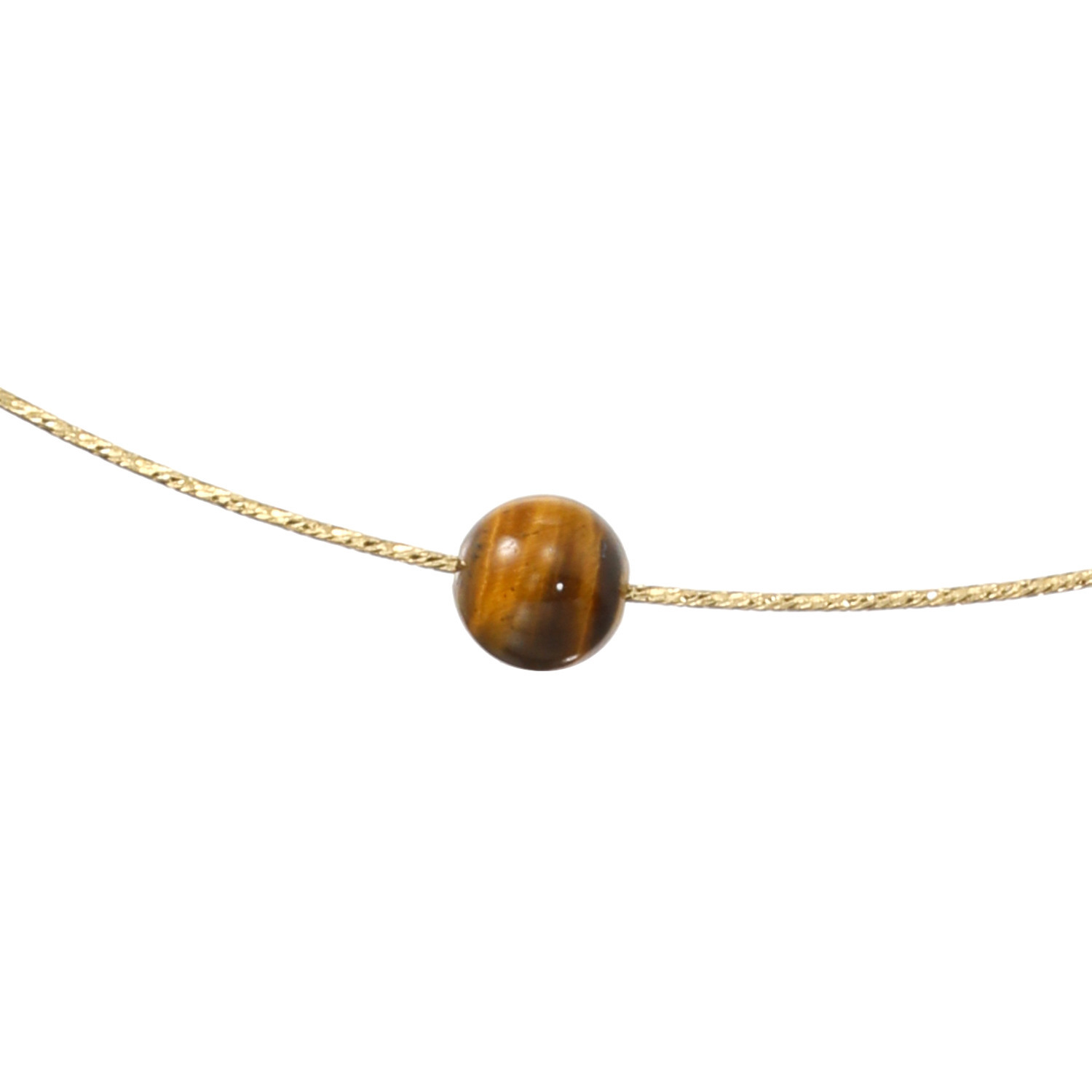 オーサムジェムズ １８Ｋ タイガーアイ ミラーカットチェーン フレキシブルネックレス